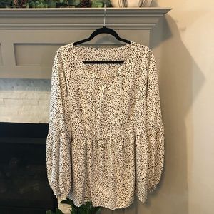 SHEIN Plus Tie Neck Ruffle Blouse